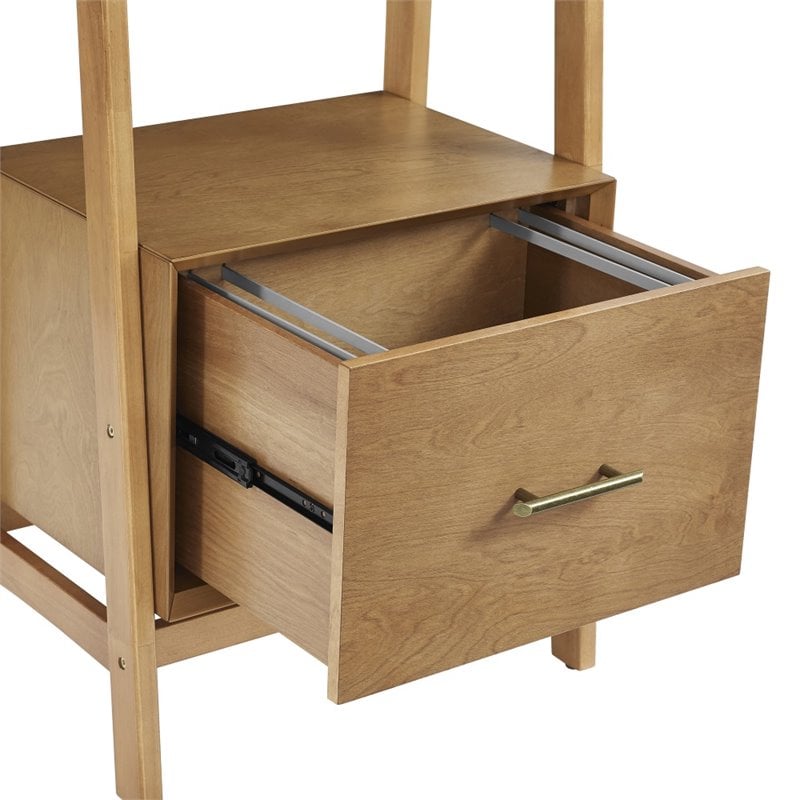 Bowery Hill 3-Piece Mid-Century Wood Etagere Bookcase Set in Acorn Brown