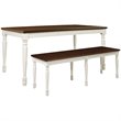 Bowery Hill 3-Piece Wood Butterfly Leaf Dining Set in Distressed White/Cherry