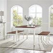Bowery Hill 3-Piece Wood Butterfly Leaf Dining Set in Distressed White/Cherry