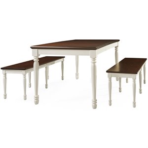 Bowery Hill 3-Piece Wood Butterfly Leaf Dining Set in Distressed White/Cherry