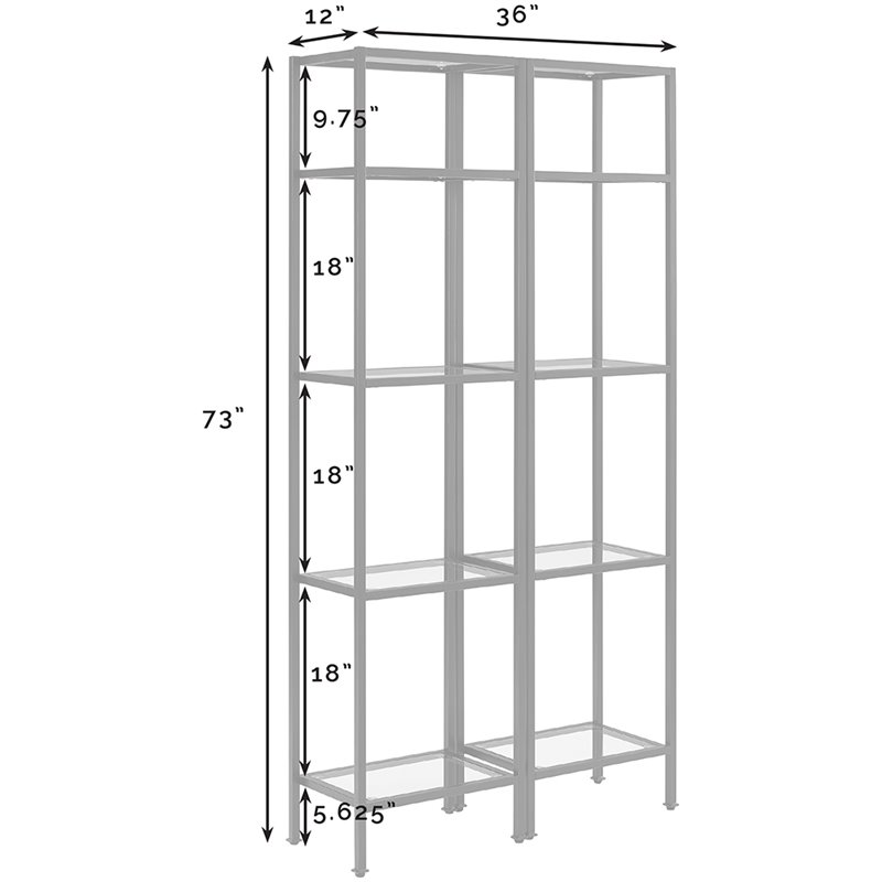 Bowery Hill 4-Shelf Metal/Glass Etagere Bookcase in Bronze/Clear (Set of 2)