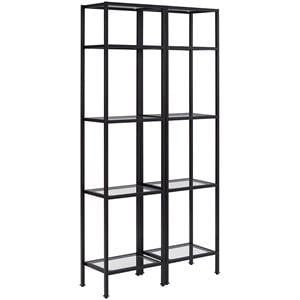 Bowery Hill 4-Shelf Metal/Glass Etagere Bookcase in Bronze/Clear (Set of 2)