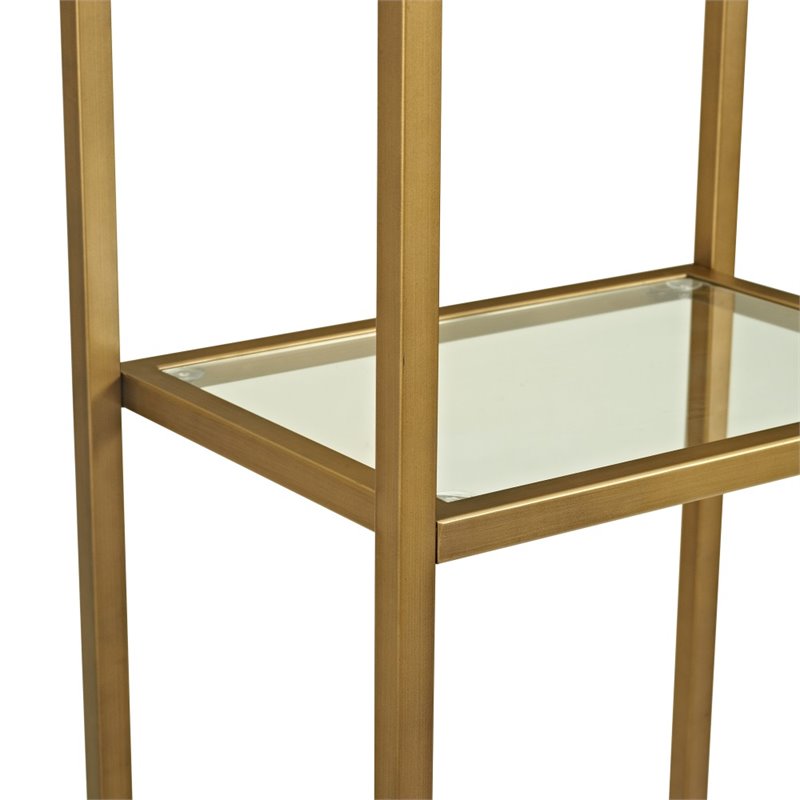 Bowery Hill 4-Shelf Metal/Glass Etagere Bookcase in Soft Gold/Clear (Set of 2)