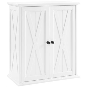 Bowery Hill 2-Door Stackable Modern Wood Pantry in Distressed White