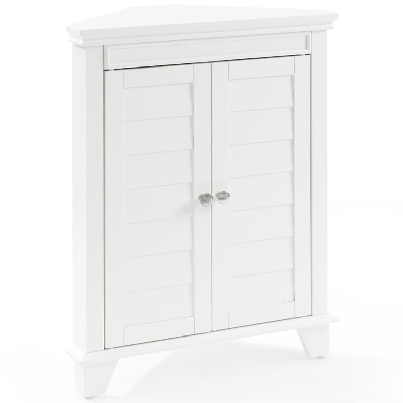 Bowery Hill 2-Door Coastal Wood Corner Storage Cabinet in White