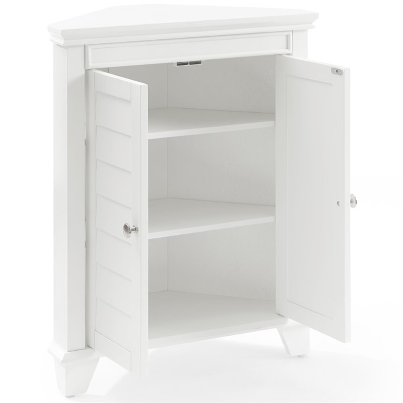 Bowery Hill 2-Door Coastal Wood Corner Storage Cabinet in White