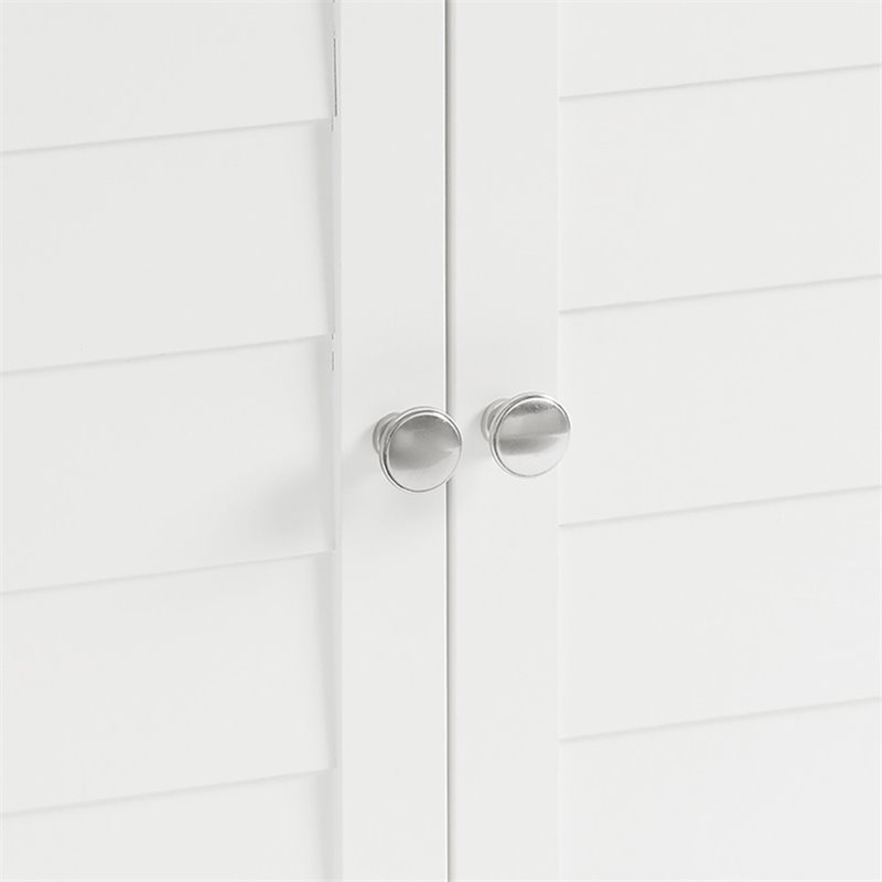 Bowery Hill 2-Door Coastal Wood Corner Storage Cabinet in White