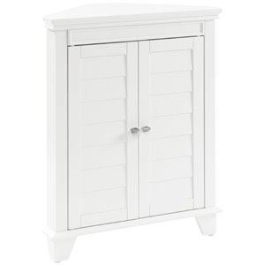 bowery hill engineered wood 2 door corner storage cabinet in white
