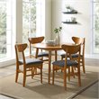 Bowery Hill 5-Piece Round Wood/Polyester Dining Set in Acorn Brown/Gray