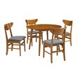 Bowery Hill 5-Piece Round Wood/Polyester Dining Set in Acorn Brown/Gray