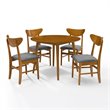 Bowery Hill 5-Piece Round Wood/Polyester Dining Set in Acorn Brown/Gray