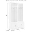 Bowery Hill 2-Piece Modern Wood Entryway Set with Coat Rack Hooks in White