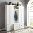 Bowery Hill 3-Piece Modern Wood Entryway Set with Coat Rack Hooks in White