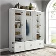 Bowery Hill 3-Piece Modern Wood Entryway Set with Coat Rack Hooks in White