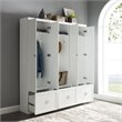 Bowery Hill 3-Piece Modern Wood Entryway Set with Coat Rack Hooks in White