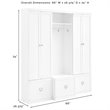 Bowery Hill 3-Piece Modern Wood Entryway Set with Coat Rack Hooks in White