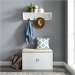Bowery Hill 2-Piece Modern Wood/Linen Entryway Set in White/Tan