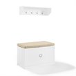 Bowery Hill 2-Piece Modern Wood/Linen Entryway Set in White/Tan