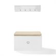 Bowery Hill 2-Piece Modern Wood/Linen Entryway Set in White/Tan