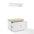 Bowery Hill 2-Piece Modern Wood/Linen Entryway Set in White/Tan