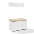 Bowery Hill 2-Piece Modern Wood/Linen Entryway Set in White/Tan