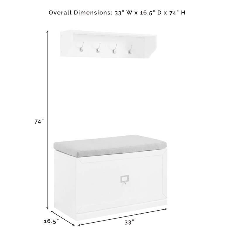 Bowery Hill 2-Piece Modern Wood/Linen Entryway Set in White/Tan
