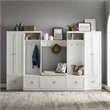 Bowery Hill 6-Piece Modern Wood/Linen Entryway Set in White/Tan