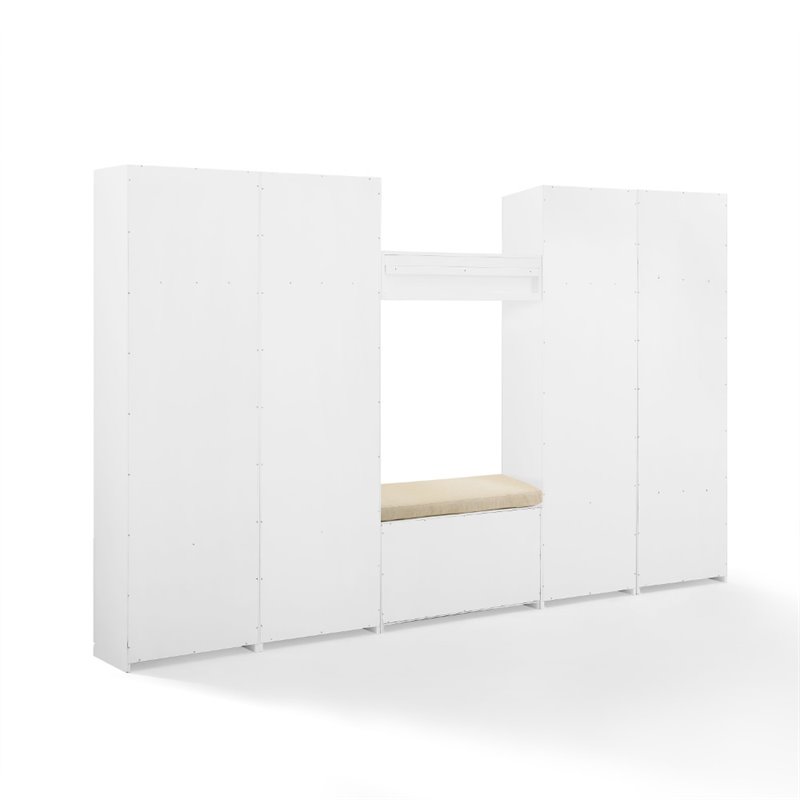 Bowery Hill 6-Piece Modern Wood/Linen Entryway Set in White/Tan