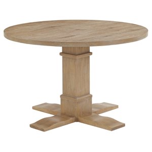 Bowery Hill Modern Farmhouse Round Dining Table in Rustic Brown