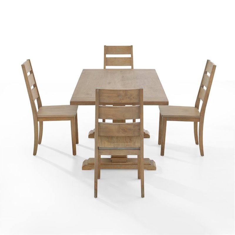 Bowery Hill 5-Piece Wood Farmhouse Dining Set in Rustic Brown