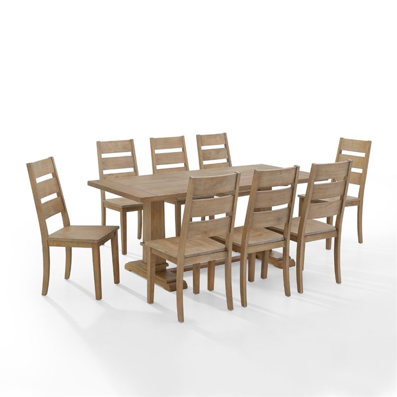 Bowery Hill 9 Piece Modern Farmhouse Dining Set in Rustic Brown
