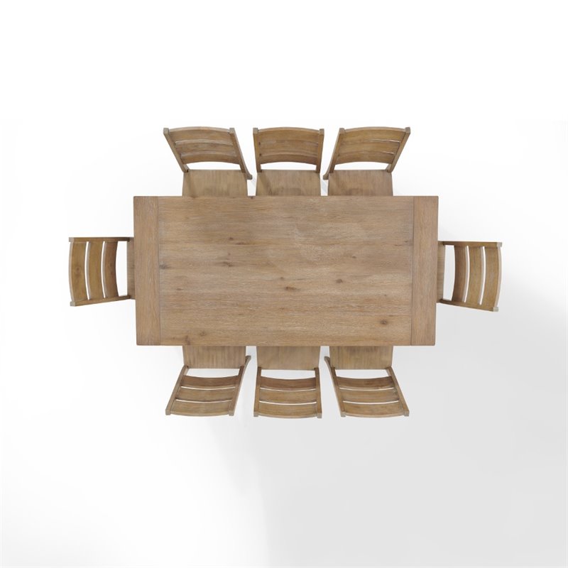 Bowery Hill 9 Piece Modern Farmhouse Dining Set in Rustic Brown