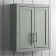 Bowery Hill Wood Wall Cabinet with Doors and Shelves in Gray/Chrome