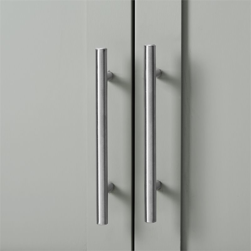 Bowery Hill Wood Wall Cabinet with Doors and Shelves in Gray/Chrome