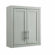 Bowery Hill Wood Wall Cabinet with Doors and Shelves in Gray/Chrome