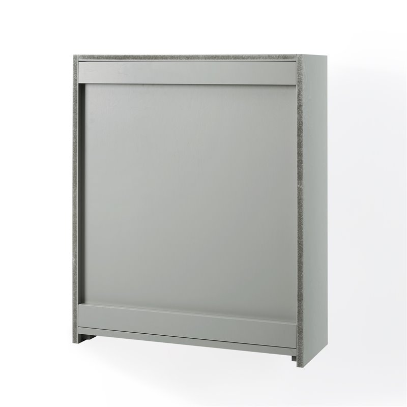Bowery Hill Wood Wall Cabinet with Doors and Shelves in Gray/Chrome