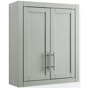 Bowery Hill Wood Wall Cabinet with Doors and Shelves in Gray/Chrome