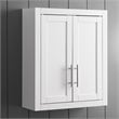 Bowery Hill Wood Wall Cabinet with Doors and Shelves in White/Chrome