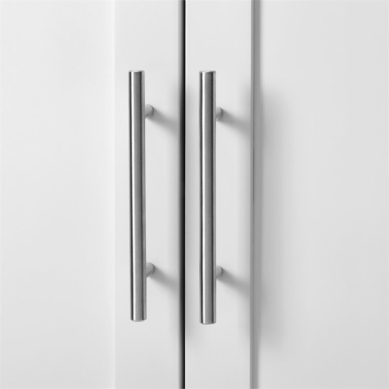 Bowery Hill Wood Wall Cabinet with Doors and Shelves in White/Chrome