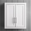 Bowery Hill Wood Wall Cabinet with Doors and Shelves in White/Chrome