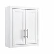Bowery Hill Wood Wall Cabinet with Doors and Shelves in White/Chrome