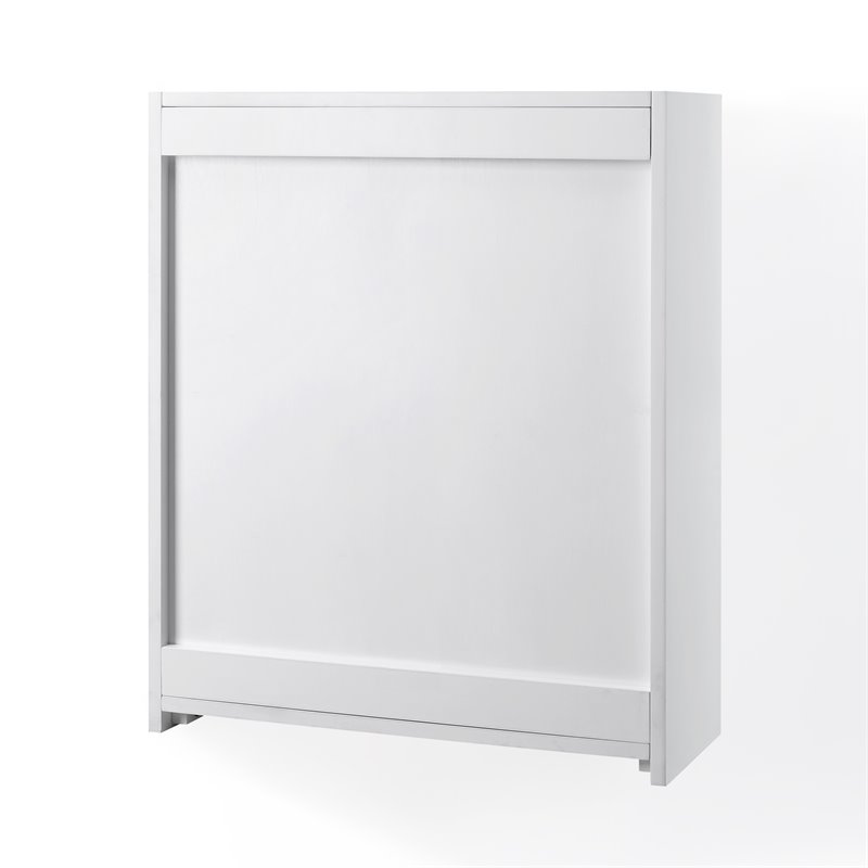 Bowery Hill Wood Wall Cabinet with Doors and Shelves in White/Chrome