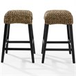 Bowery Hill Wood Bar Stool Chair Set of 2 in Black With Square Seat & Footrest