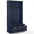 Bowery Hill Coastal Wood Hall Tree with Drawers in Navy/Chrome