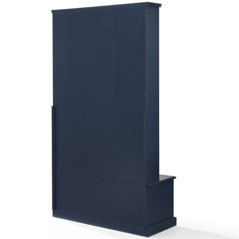Bowery Hill Coastal Wood Hall Tree with Drawers in Navy/Chrome