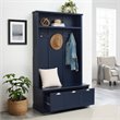 Bowery Hill Coastal Wood Hall Tree with Drawers in Navy/Chrome