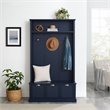 Bowery Hill Coastal Wood Hall Tree with Drawers in Navy/Chrome