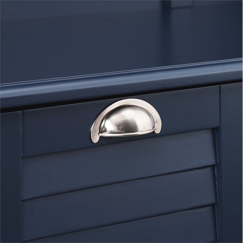 Bowery Hill Coastal Wood Hall Tree with Drawers in Navy/Chrome