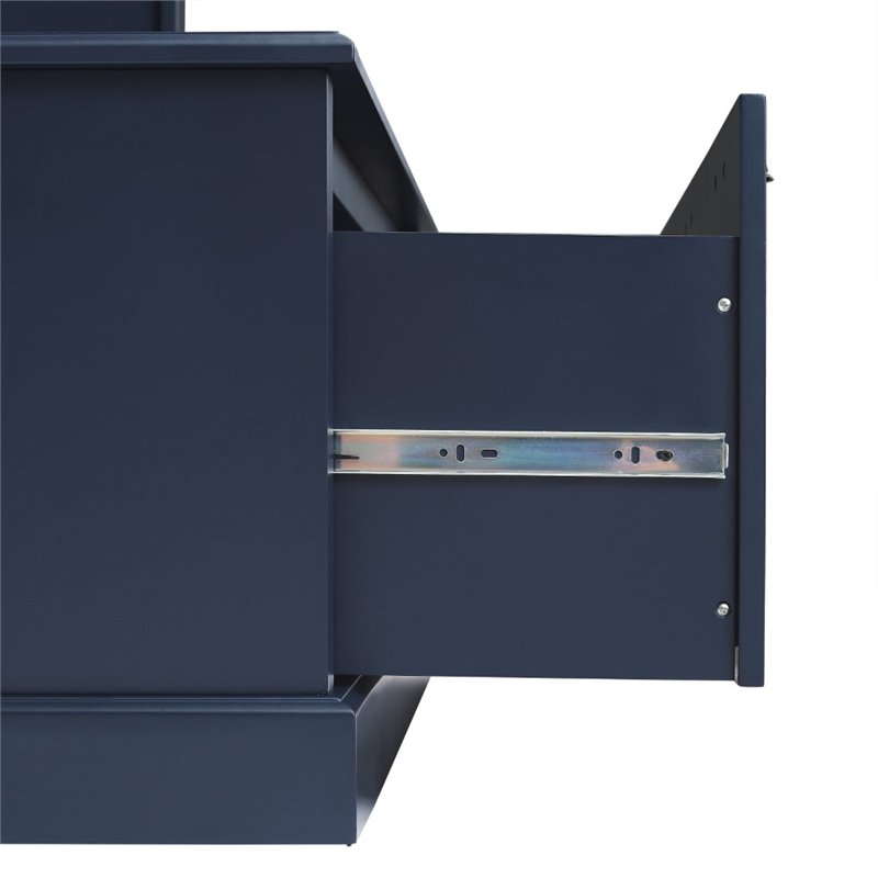 Bowery Hill Coastal Wood Hall Tree with Drawers in Navy/Chrome