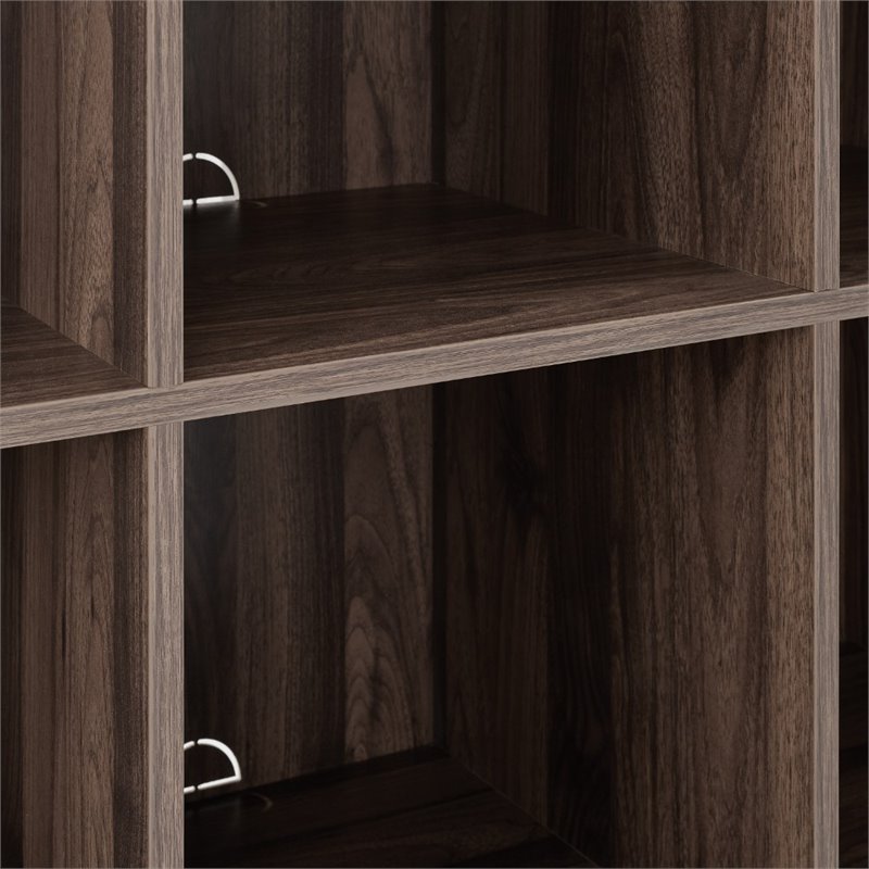 Bowery Hill 6-Cubby Cube Wood Record Storage Bookcase in Walnut